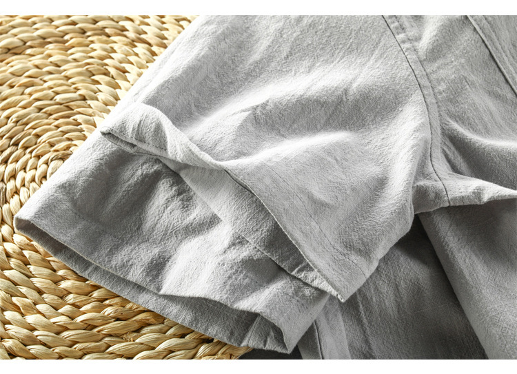 Linen Short-sleeved T-shirt Simplicity Casual Thin Pullover V-neck T-shirt Foreign Trade